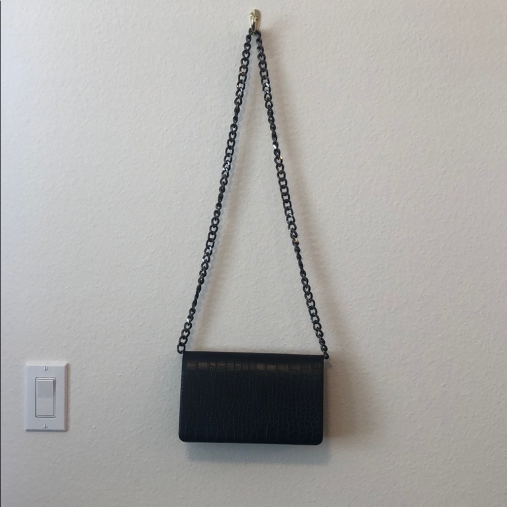 Faux crocodile black purse
